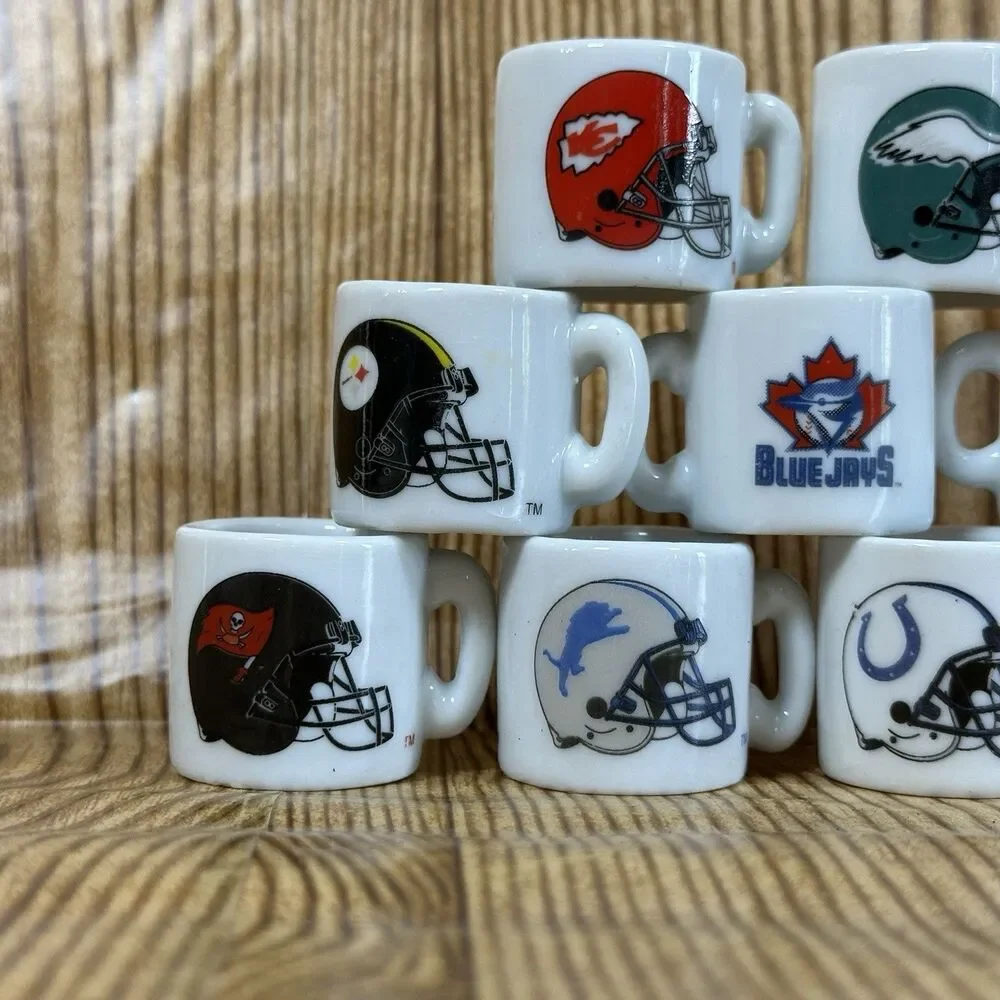 NFL Football Teams Mini Miniature Ceramic‎ Coffee Mugs Team Logo Cups Lot Of 9
